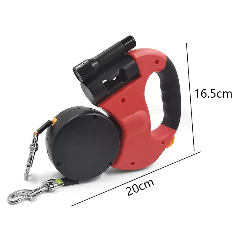 Double Retractable Pet Leashes with LED Flashlight