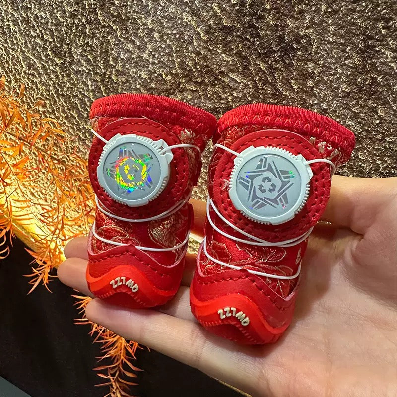 Anti-slip Pets Shoes with Rotating Buckle & LNY Theme