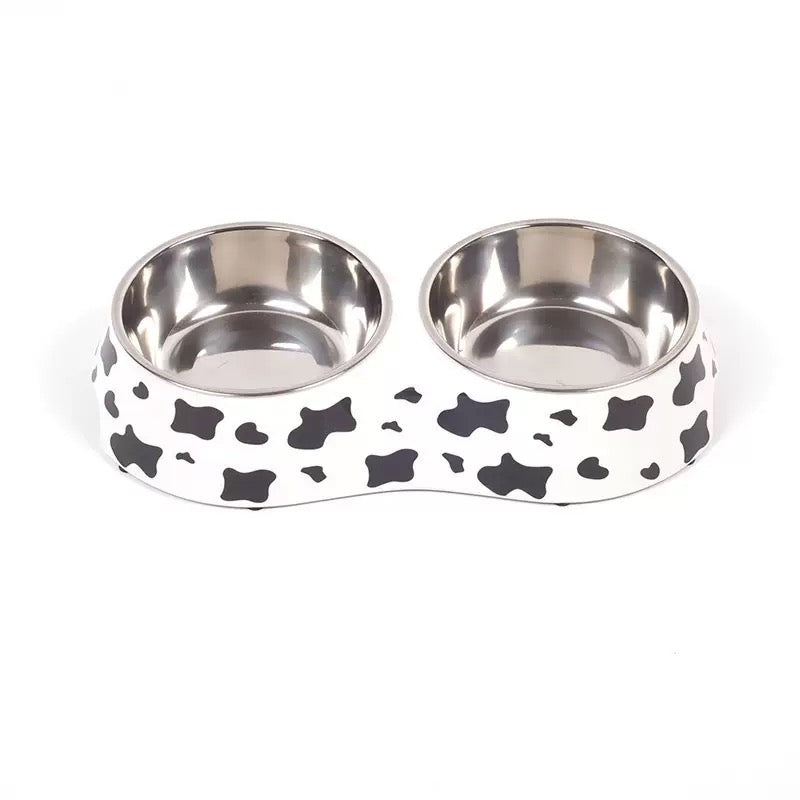 Gamelle double en acier inoxydable motif vache