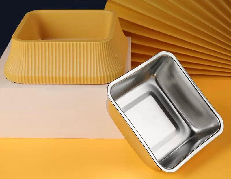 Gamelle carrée en acier inoxydable pour animaux de compagnie