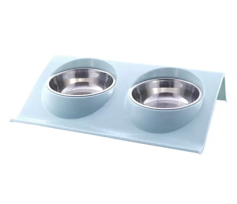 Elevated Tilted Double Stainless Steel Pet Bowl Stand