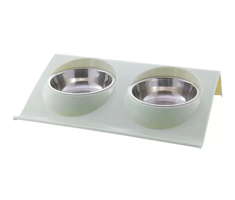 Elevated Tilted Double Stainless Steel Pet Bowl Stand