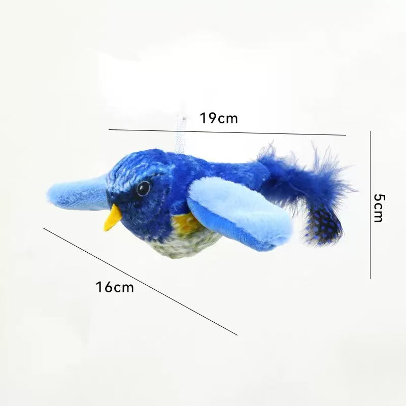 Jouet interactif pour chat – Mini oiseau bleu aux ailes battantes