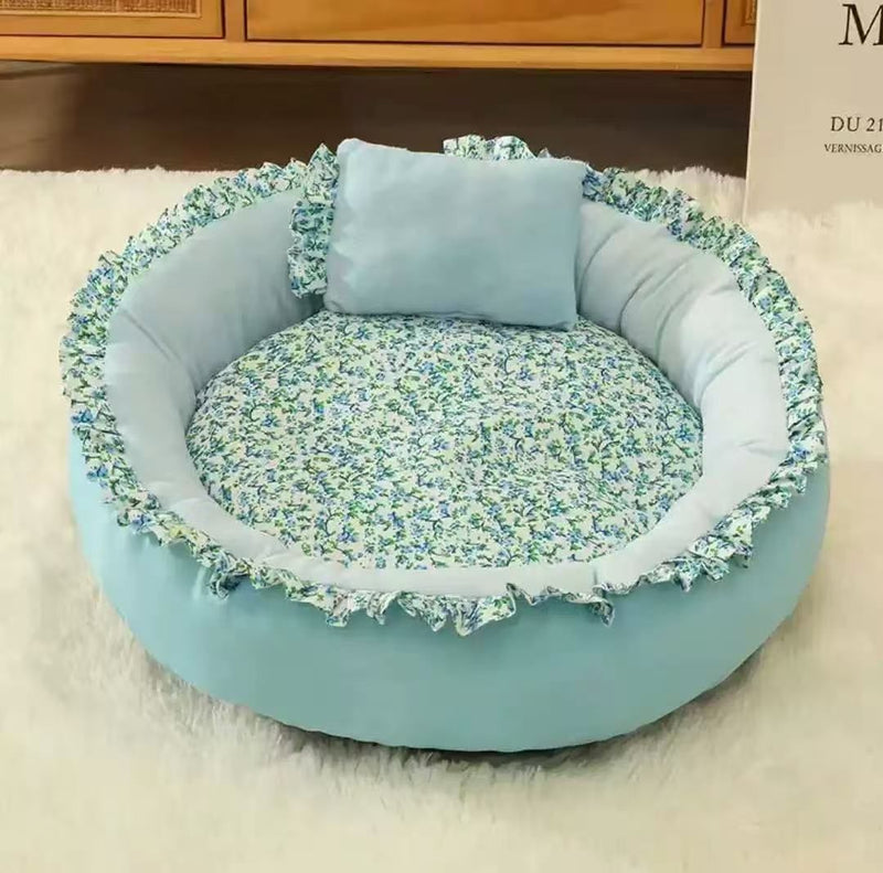 Cozy Round Pet Nest Bed with Soft Pillow
