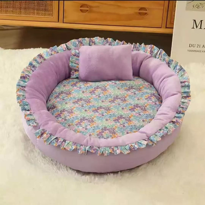 Cozy Round Pet Nest Bed with Soft Pillow